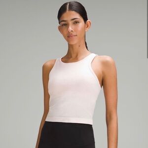 Lululemon ebb to street crop tank blush pink